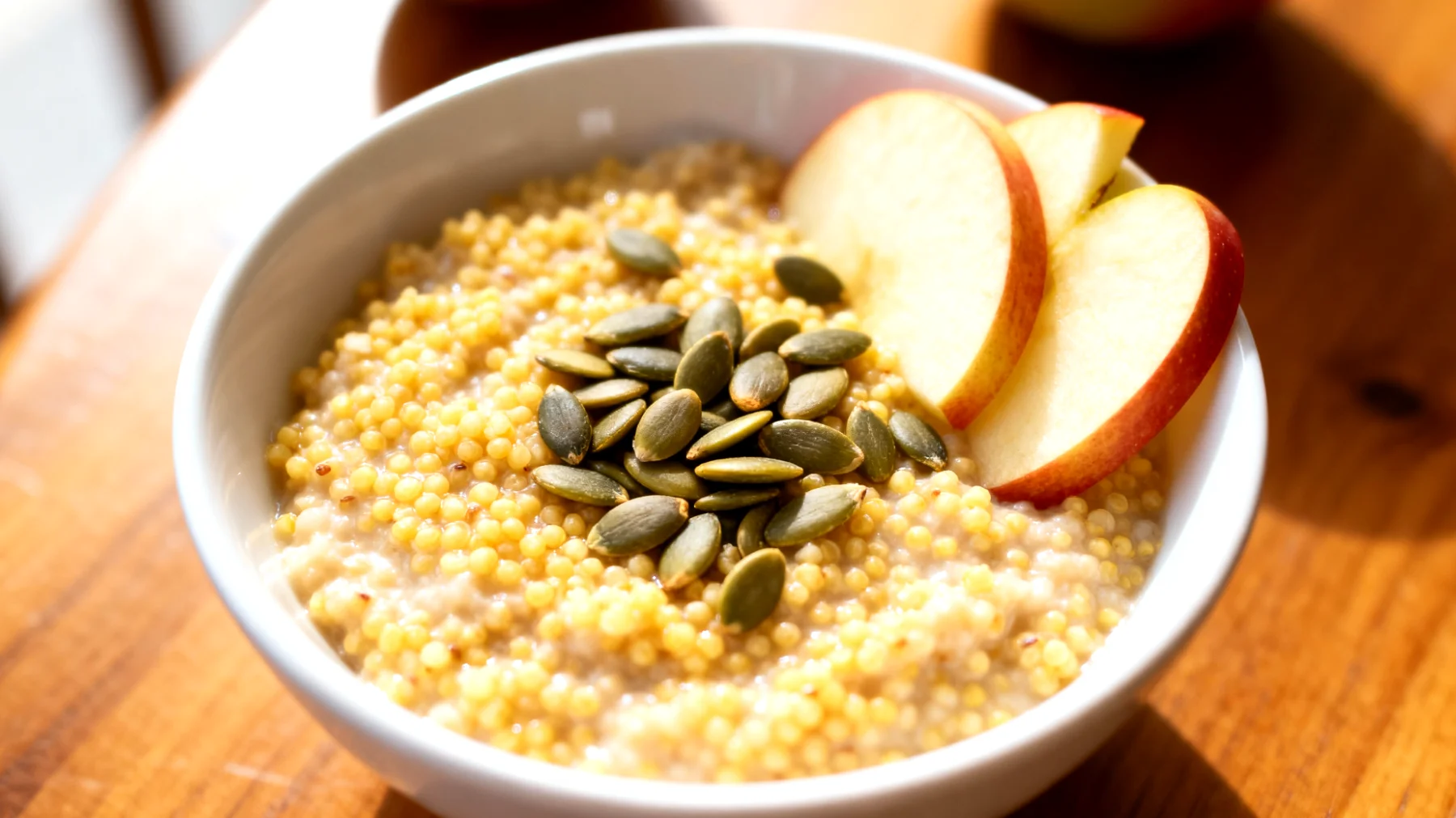 Porridge di miglio con semi di zucca e mela"