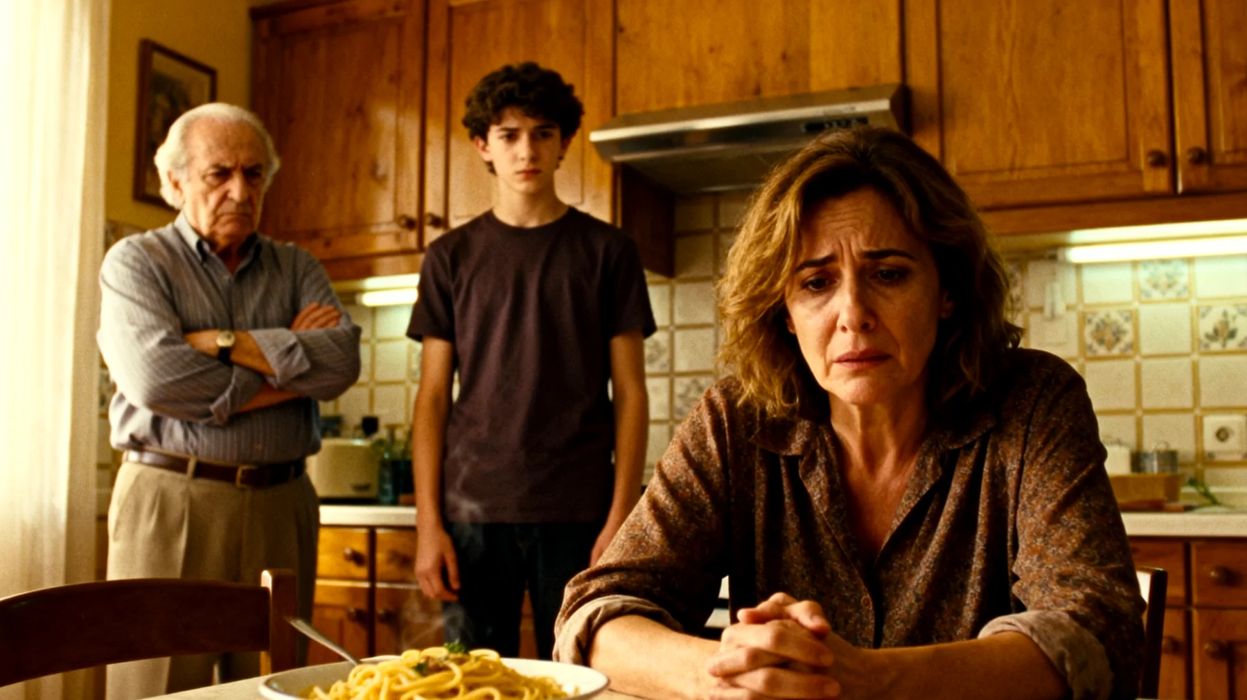 Una mamma si trova in conflitto con i suoceri o con la propria famiglia d'origine riguardo all'educazione e alle scelte di vita dei figli giovani adulti, creando tensioni che si ripercuotono sul rapporto con i figli stessi e sulla serenità familiare"