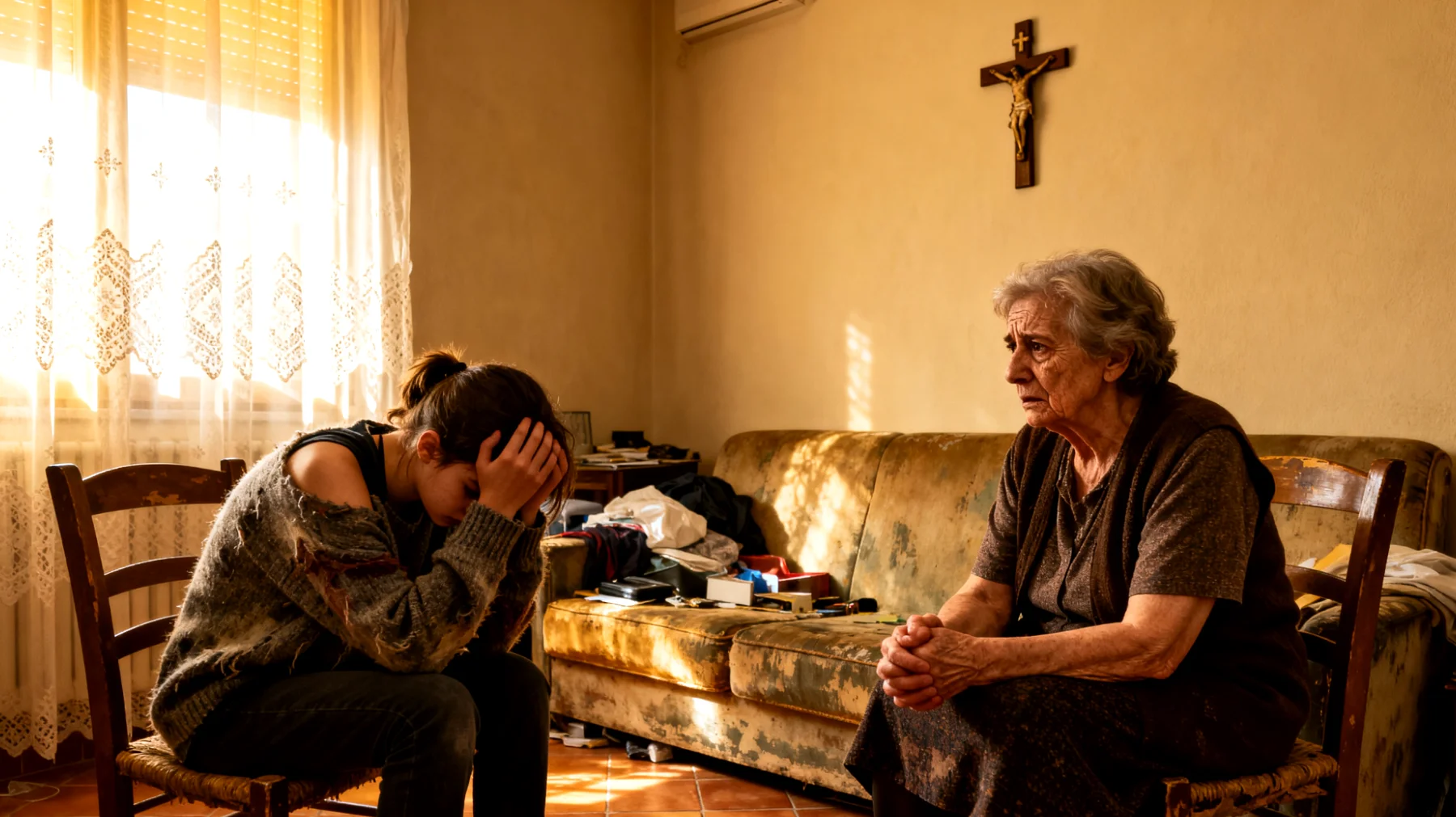 La nonna fatica a gestire le esplosioni emotive e gli sbalzi d'umore della nipote adolescente, che alterna momenti di rabbia improvvisa a crisi di pianto, creando tensione e incomprensione nel loro rapporto"