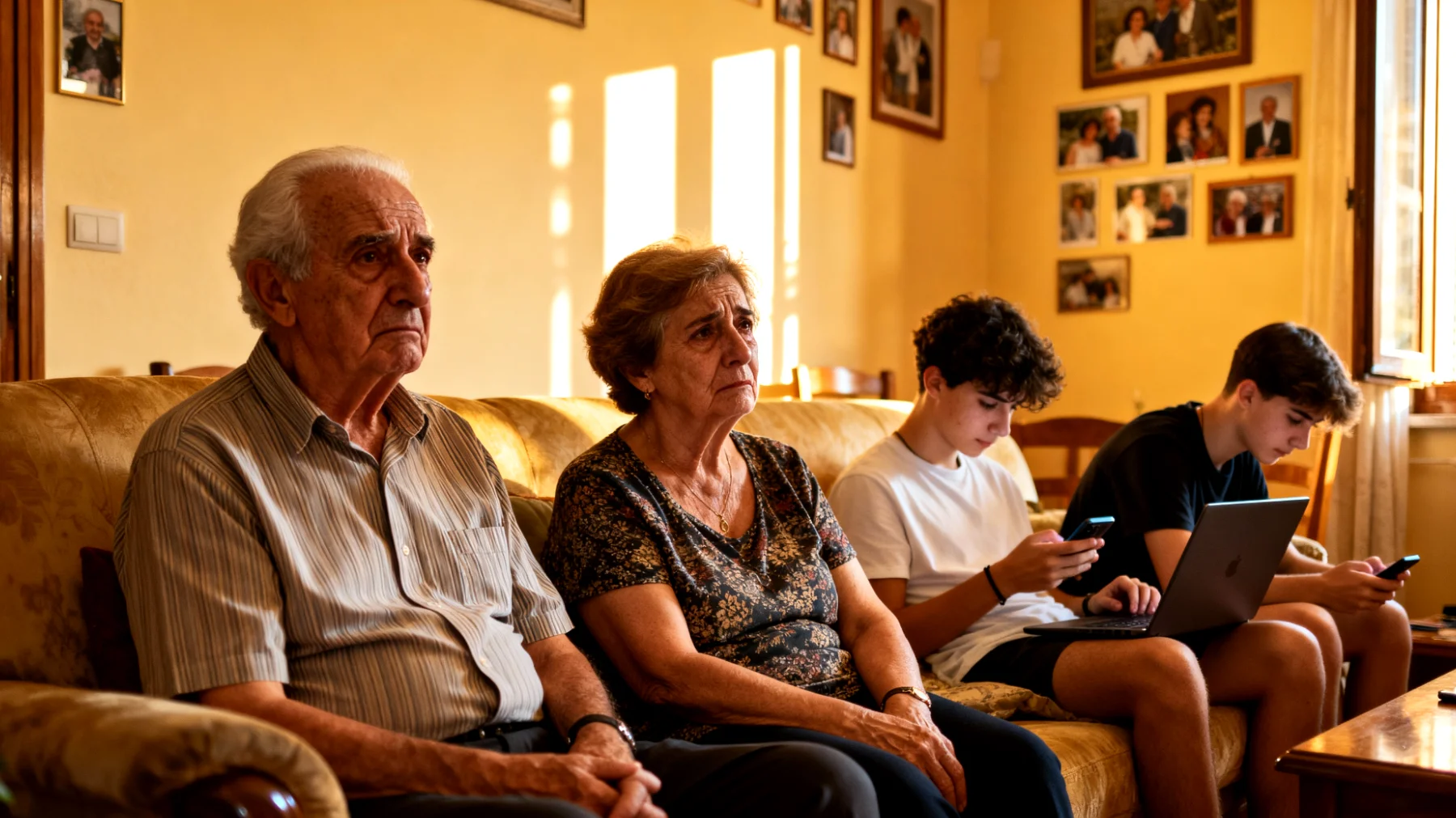 I nonni faticano a gestire il rapporto con i nipoti giovani adulti che trascorrono la maggior parte del tempo libero davanti agli schermi (smartphone, computer, videogiochi), rendendo difficile la connessione intergenerazionale e il dialogo durante le visite familiari"