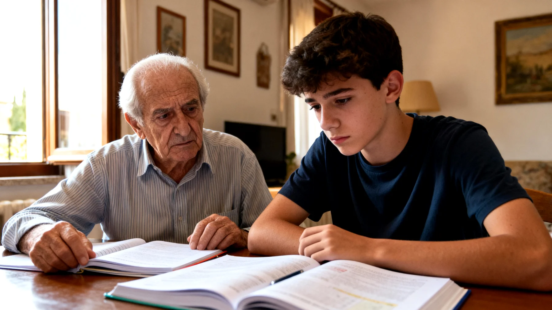 Nonno preoccupato per il rendimento scolastico e la scarsa motivazione allo studio del nipote adolescente, che sembra aver perso interesse per la scuola e fatica a concentrarsi sui compiti"