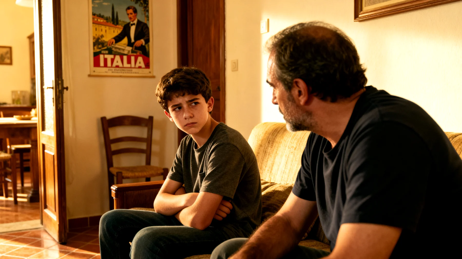 Un papà che fatica a stabilire un dialogo aperto e costruttivo con il proprio figlio adolescente, il quale si chiude sempre di più, risponde a monosillabi e sembra non voler condividere pensieri, emozioni o esperienze quotidiane"