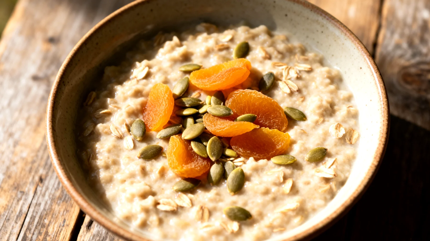 Porridge di avena con semi di zucca e albicocche secche"